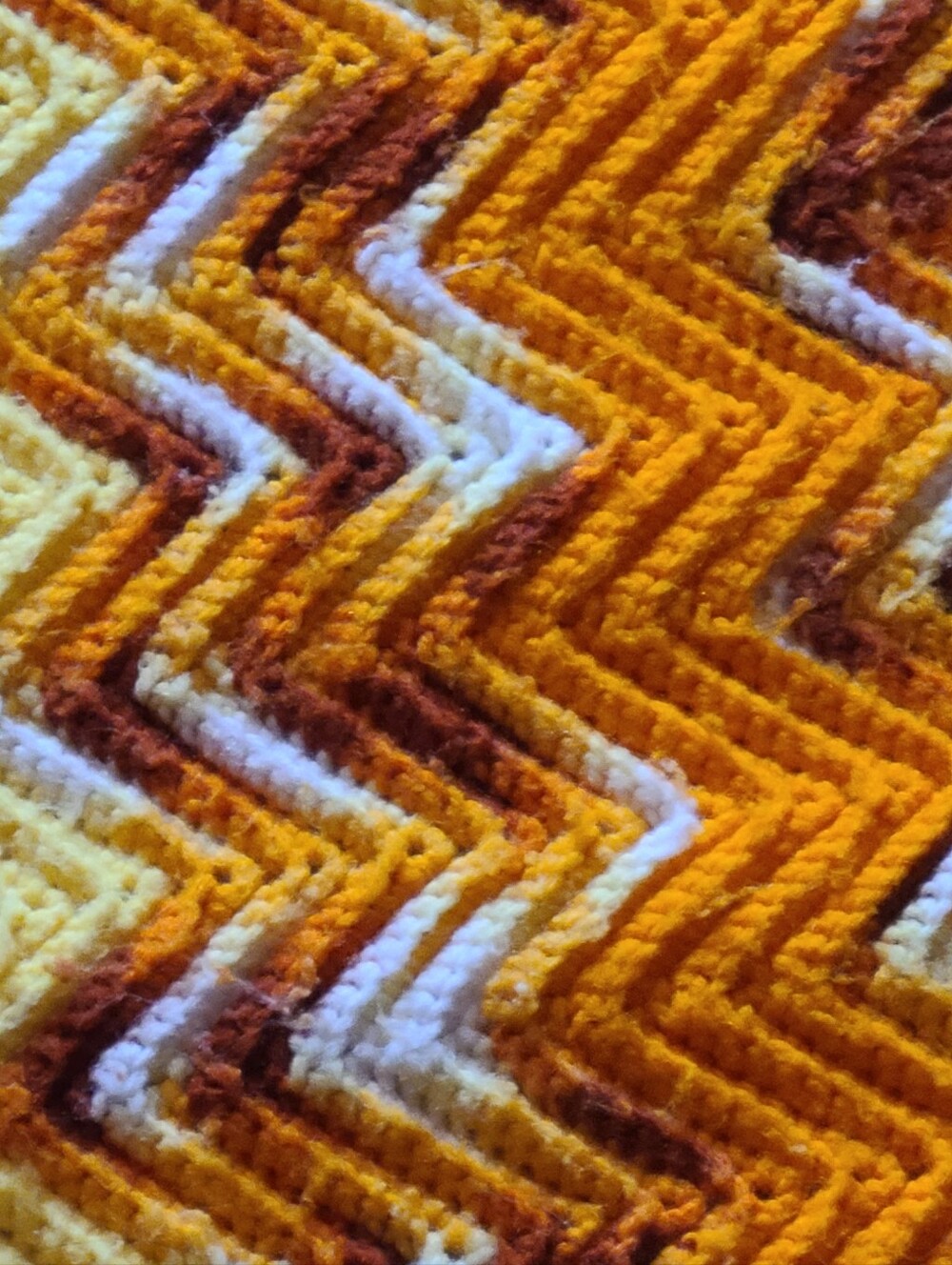Hand Crafted Orange, Yellow & White Chevron Throw - Picture 6 of 13
